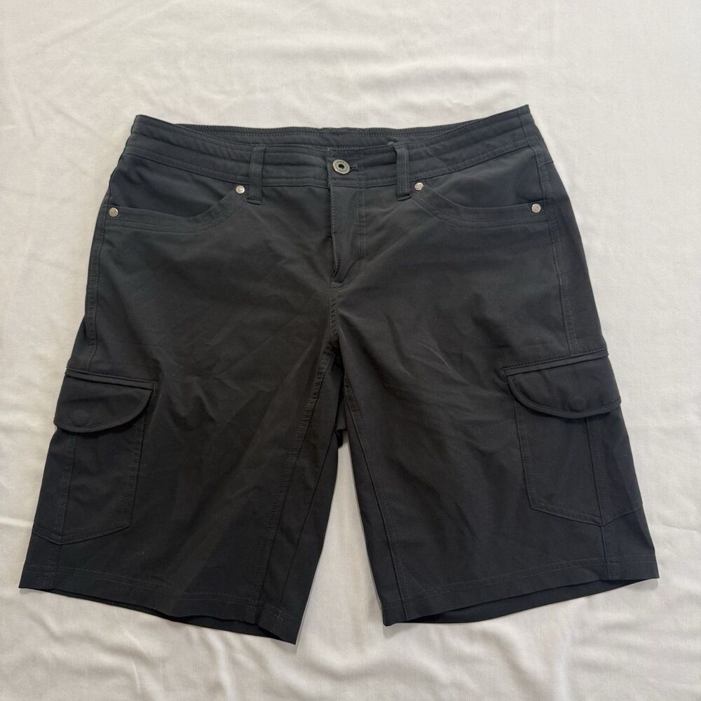 KÜHL Freeflex 10" inseam Cargo Shorts Womens size 8 Black Hiking/Camping Stretch